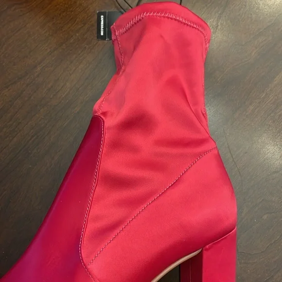 Satin Fuschia Booties by Express - Picture 10 of 16